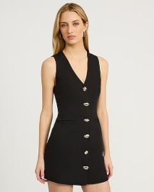 V-neck Gold Button Mini Vest Dress at Express